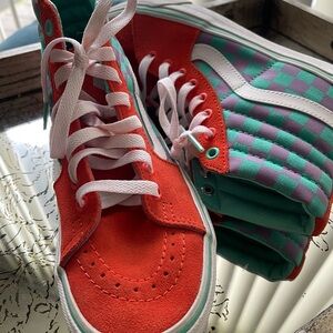 Vibrant High-Top Sneakers - Orange and Teal